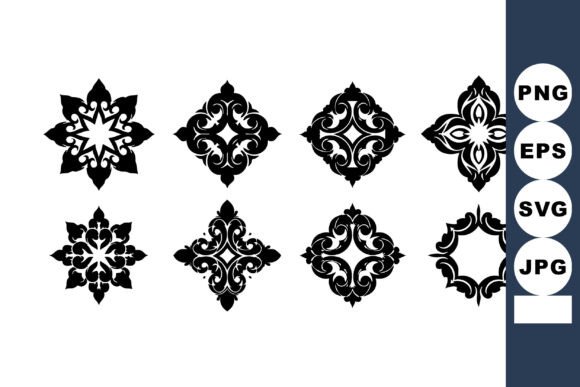 Black Ornamental Decorative Vintage Flor: An Elegant Design Asset