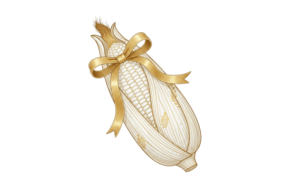 Celebrate Gratitude: Decorative Corn Ear with Golden Ribbon Design