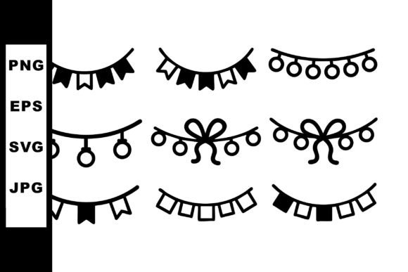 Decorative Festive Garlands and Bunting: A Celebration in Silhouette