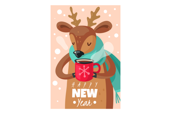 Decorative Gift Label with Deer: Festive Christmas Vector Art