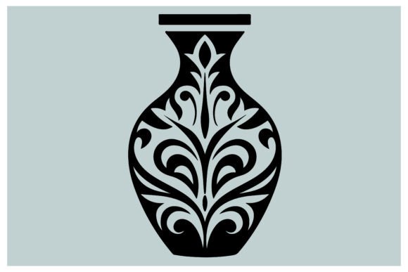 Decorative Vintage Vase Silhouette Icon: Classic Design, Modern Flexibility