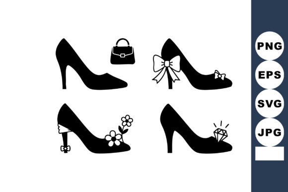 Elegant Design Assets: High Heel Shoes with Decorative Accessor